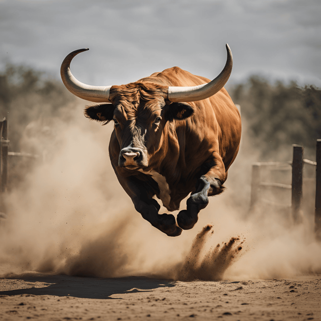 A very fast bull running